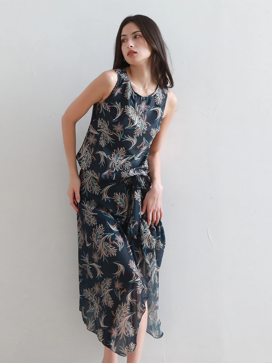 新作】オリエンタルフラワー柄オールインワン水着(255005)｜水着